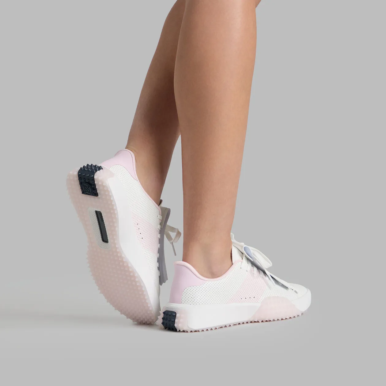2025 G/Fore Women's G.112 Perforated Saddle Stripe Golf Shoes: Snow/Blush