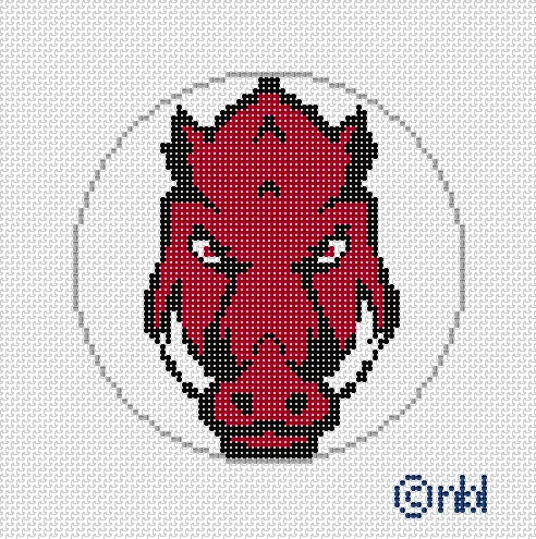 Arkansas Logo Round Needlepoint Canvas