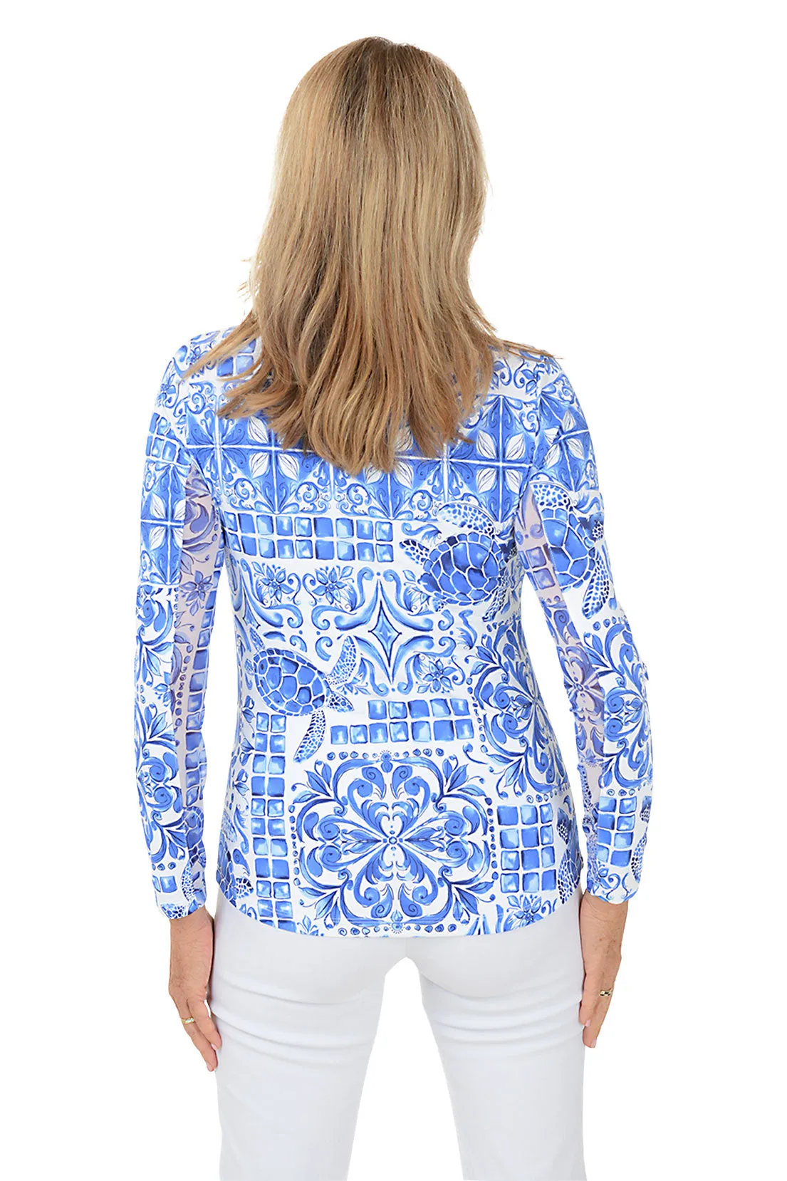 Blue Turtle Tile UPF50  Sun Shirt