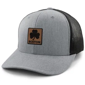 Boston Shamrock Leather Patch Classic Snapback Trucker