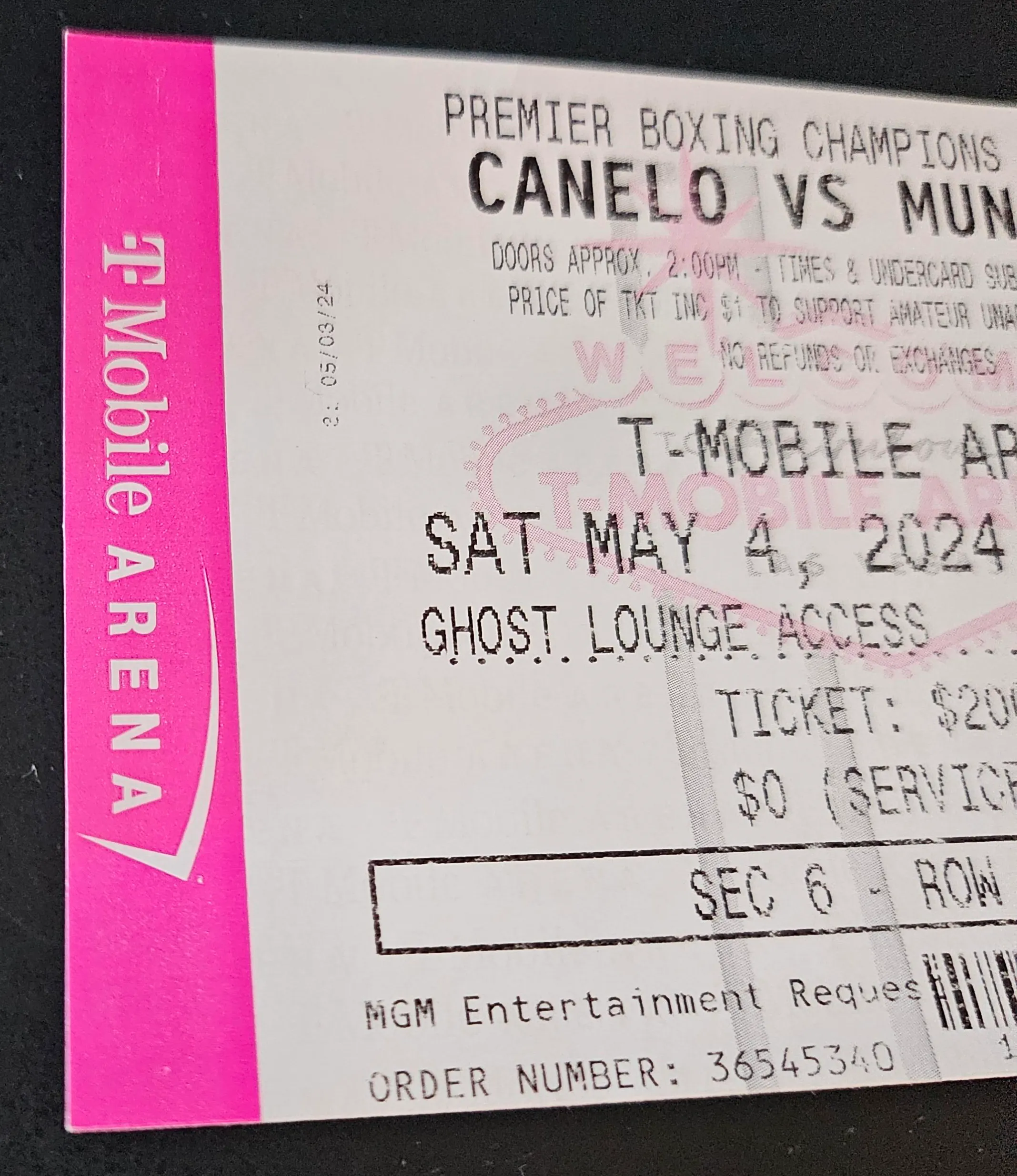Canelo Alvarez vs. Jaime Munguia May 4, 2024 Boxing Ticket Stub