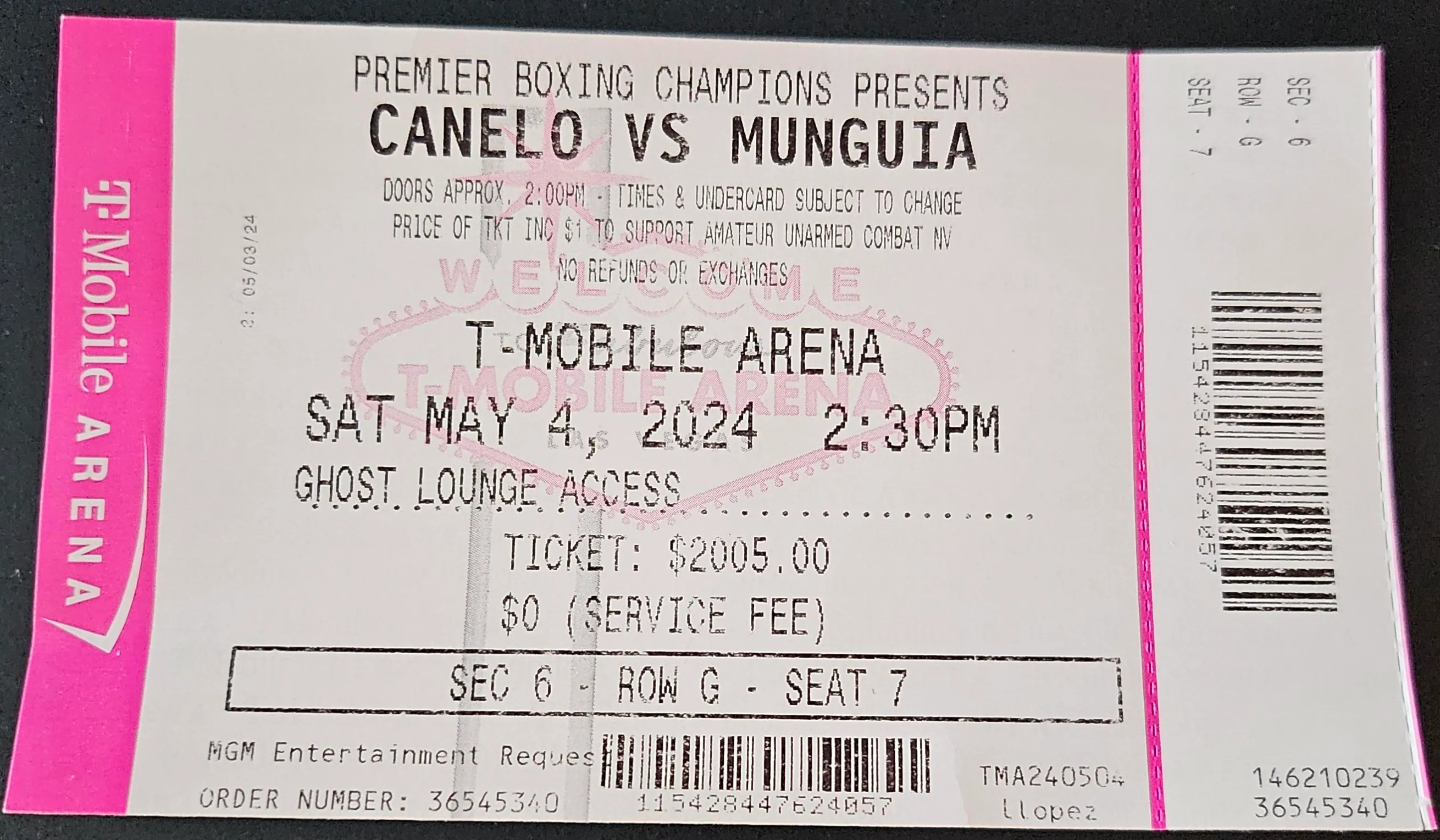 Canelo Alvarez vs. Jaime Munguia May 4, 2024 Boxing Ticket Stub