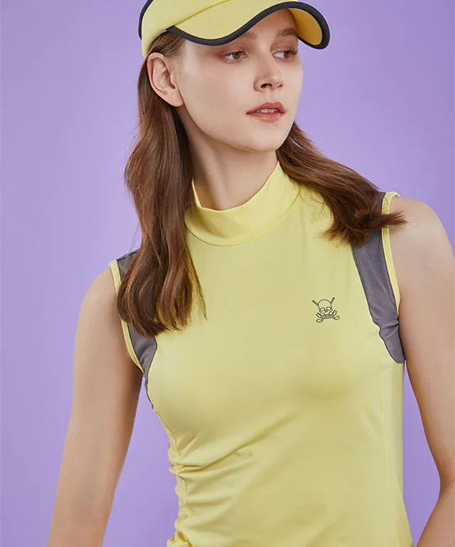 CHUCUCHU Women's Mesh Dual Point Top - Lemon Yellow
