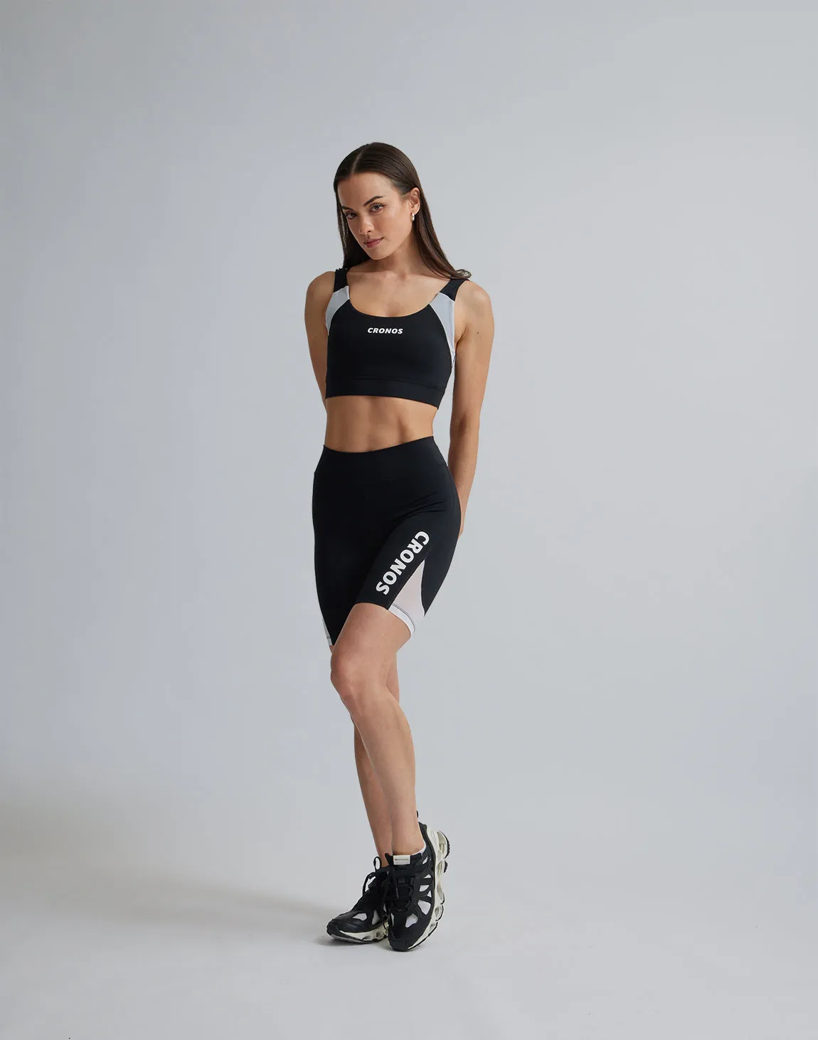 CRONOS WOMEN SPORTS MESH BRA【BLACK×WHITE】