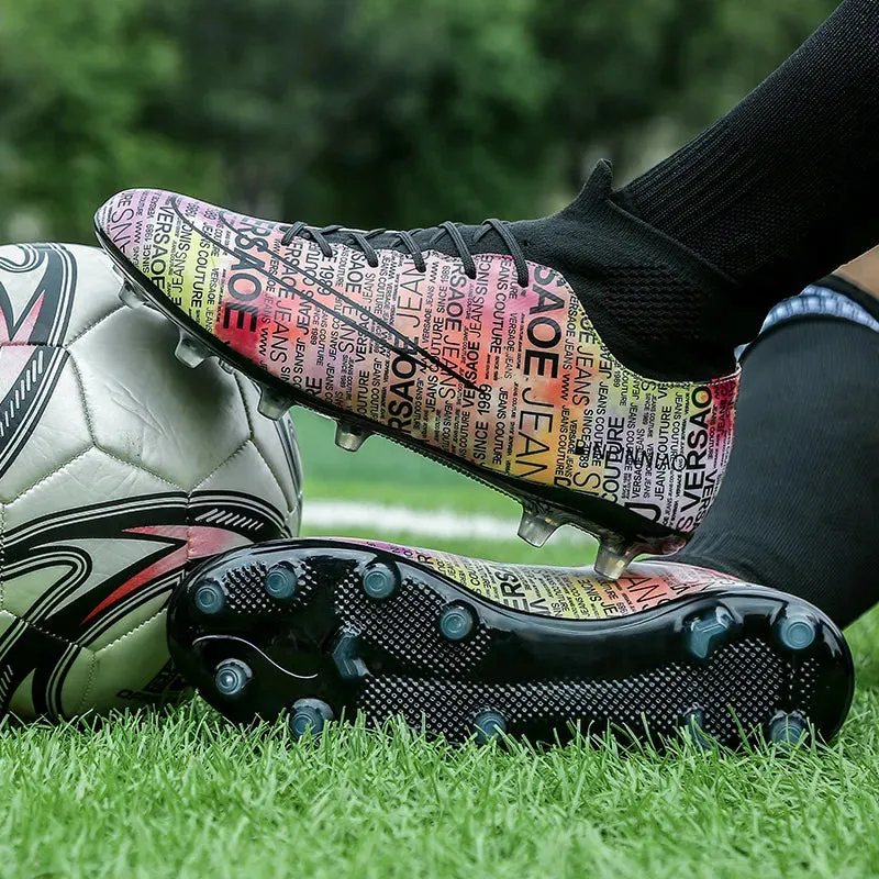 Football Boots Men Women Cleats Soccer Shoes Kids Turf TF FG Training High Top Ankle Sport Sneakers Chuteira Futebol Size 35-46