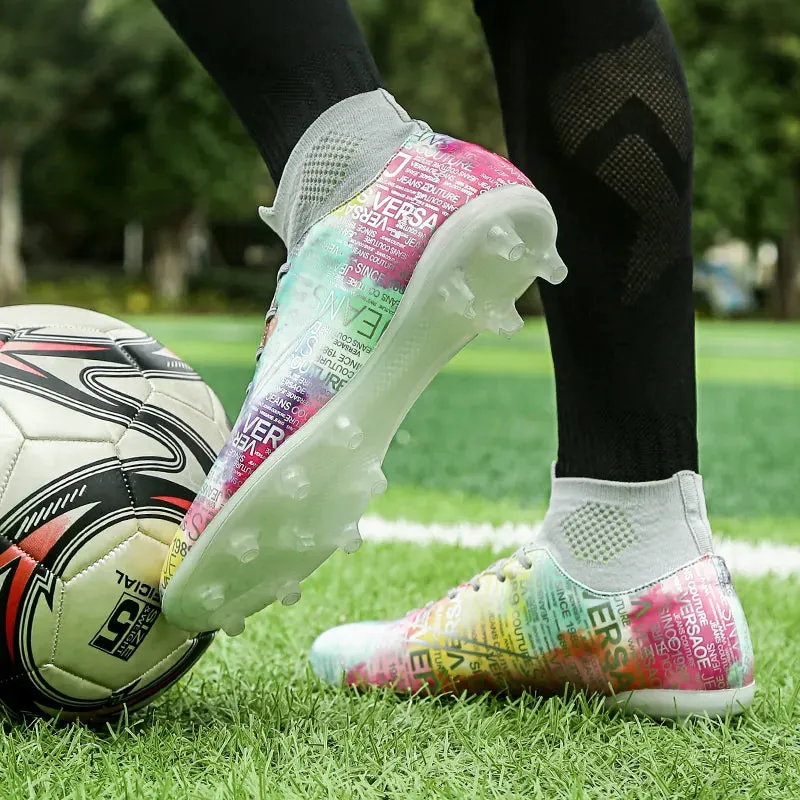 Football Boots Men Women Cleats Soccer Shoes Kids Turf TF FG Training High Top Ankle Sport Sneakers Chuteira Futebol Size 35-46
