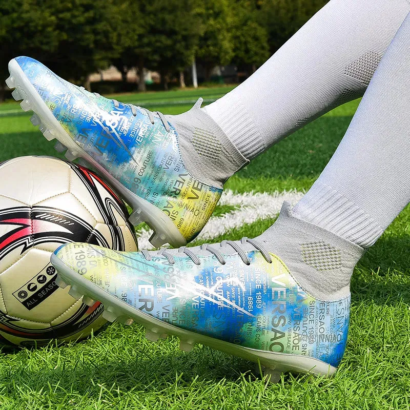 Football Boots Men Women Cleats Soccer Shoes Kids Turf TF FG Training High Top Ankle Sport Sneakers Chuteira Futebol Size 35-46