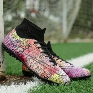 Football Boots Men Women Cleats Soccer Shoes Kids Turf TF FG Training High Top Ankle Sport Sneakers Chuteira Futebol Size 35-46