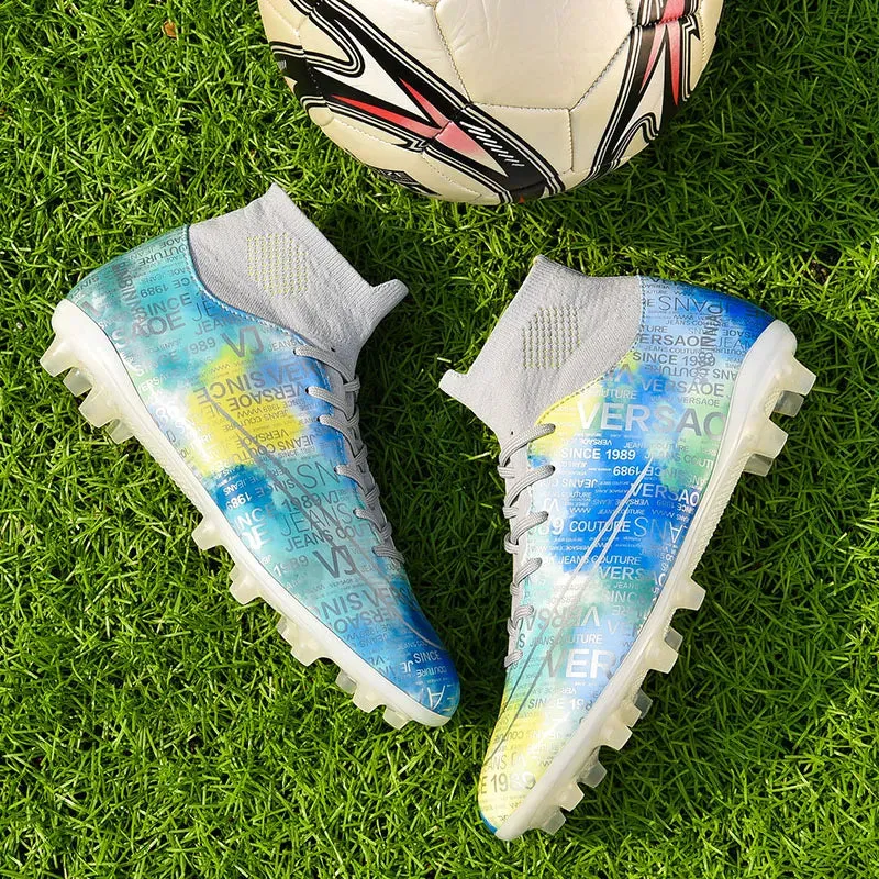 Football Boots Men Women Cleats Soccer Shoes Kids Turf TF FG Training High Top Ankle Sport Sneakers Chuteira Futebol Size 35-46