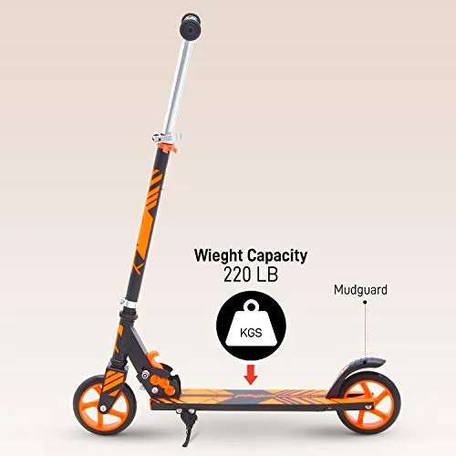 GoodLuck Baybee Runner Skate Scooter for Kids /Baby Runner Scooter with Adjustable Height, Foldable PU Wheels and Weight Capacity 60 kgs for Babies/Childrens Boys & Girls (3- to 12) Years (Orange)