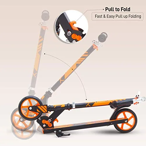 GoodLuck Baybee Runner Skate Scooter for Kids /Baby Runner Scooter with Adjustable Height, Foldable PU Wheels and Weight Capacity 60 kgs for Babies/Childrens Boys & Girls (3- to 12) Years (Orange)
