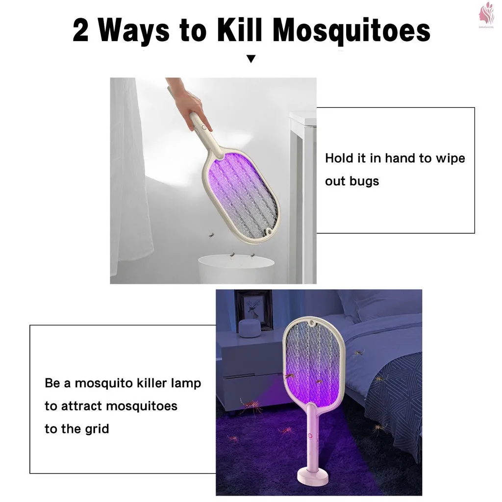 Homlly 2 in 1 Electric Mosquito Lamp and Swatter Tennis Bat Racket