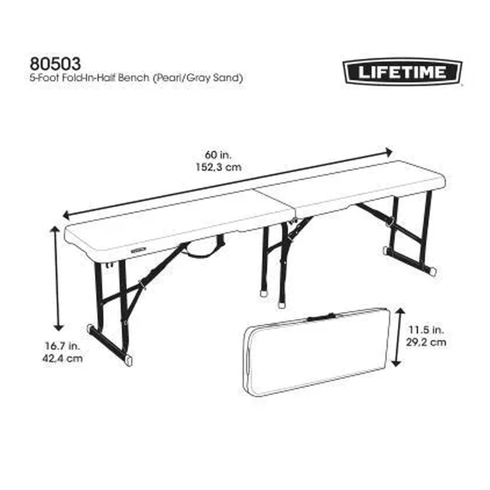 Lifetime 5' Fold-In-Half Bench Light Commercial
