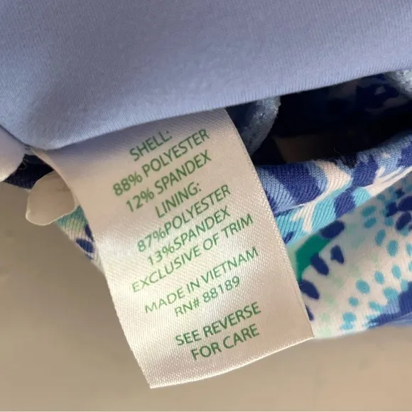 Lilly Pulitzer LUXLETIC ANGELIQUE SPORTS BRA IN IRIS BLUE HIGH MAINTENAN…