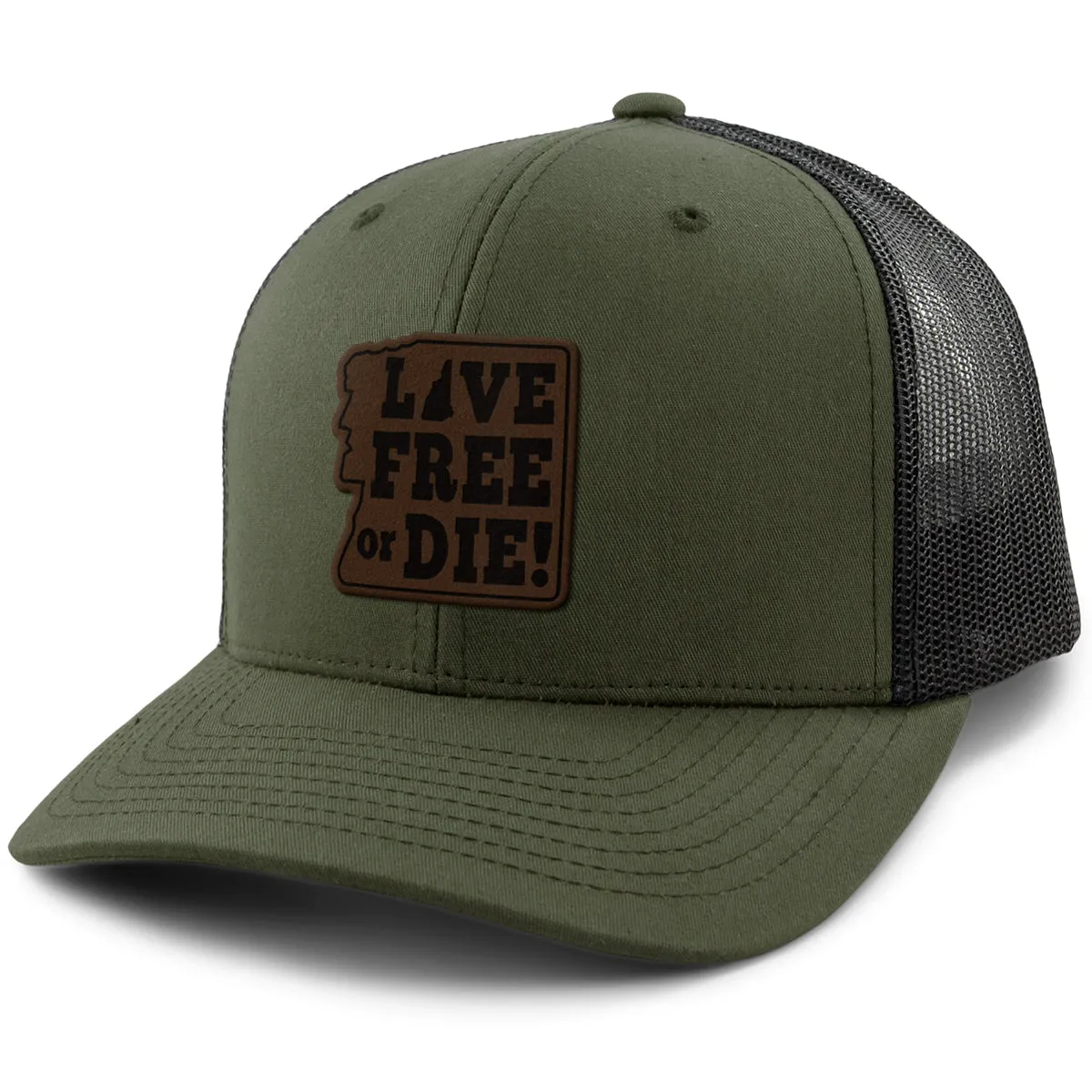 Live Free or Die Leather Patch Classic Snapback Trucker