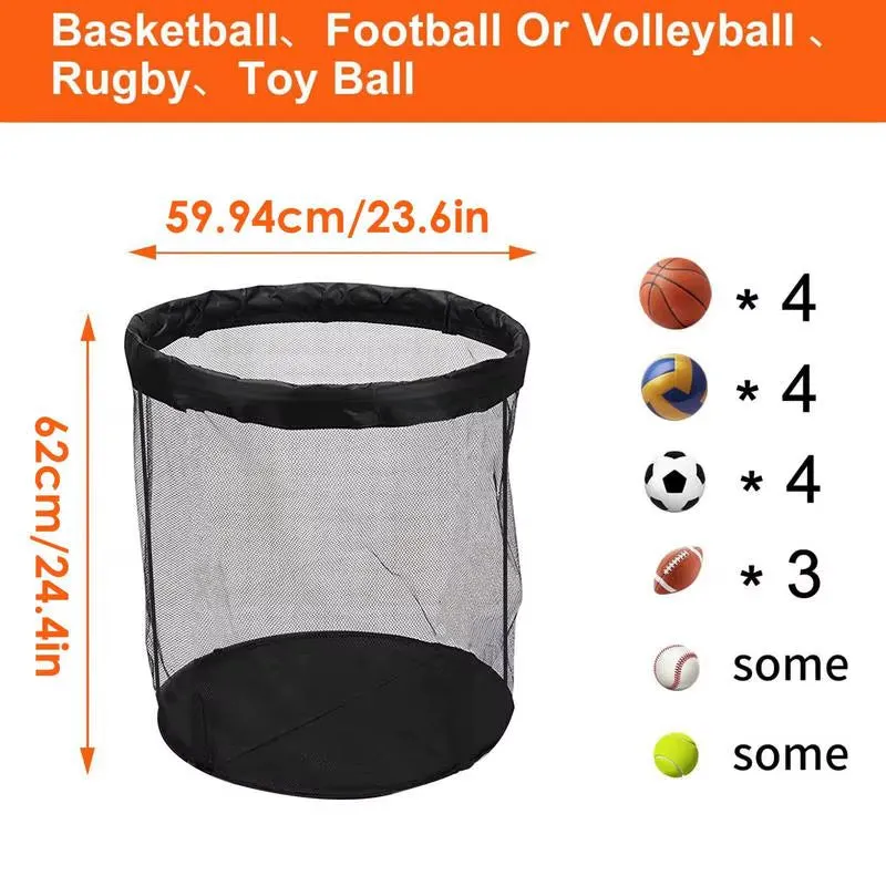 Mesh Sports Ball Bag 15L Mesh Ball Bag Large Sports Ball Bag Outdoor Organizer for Holding Basketball Volleyball Baseball