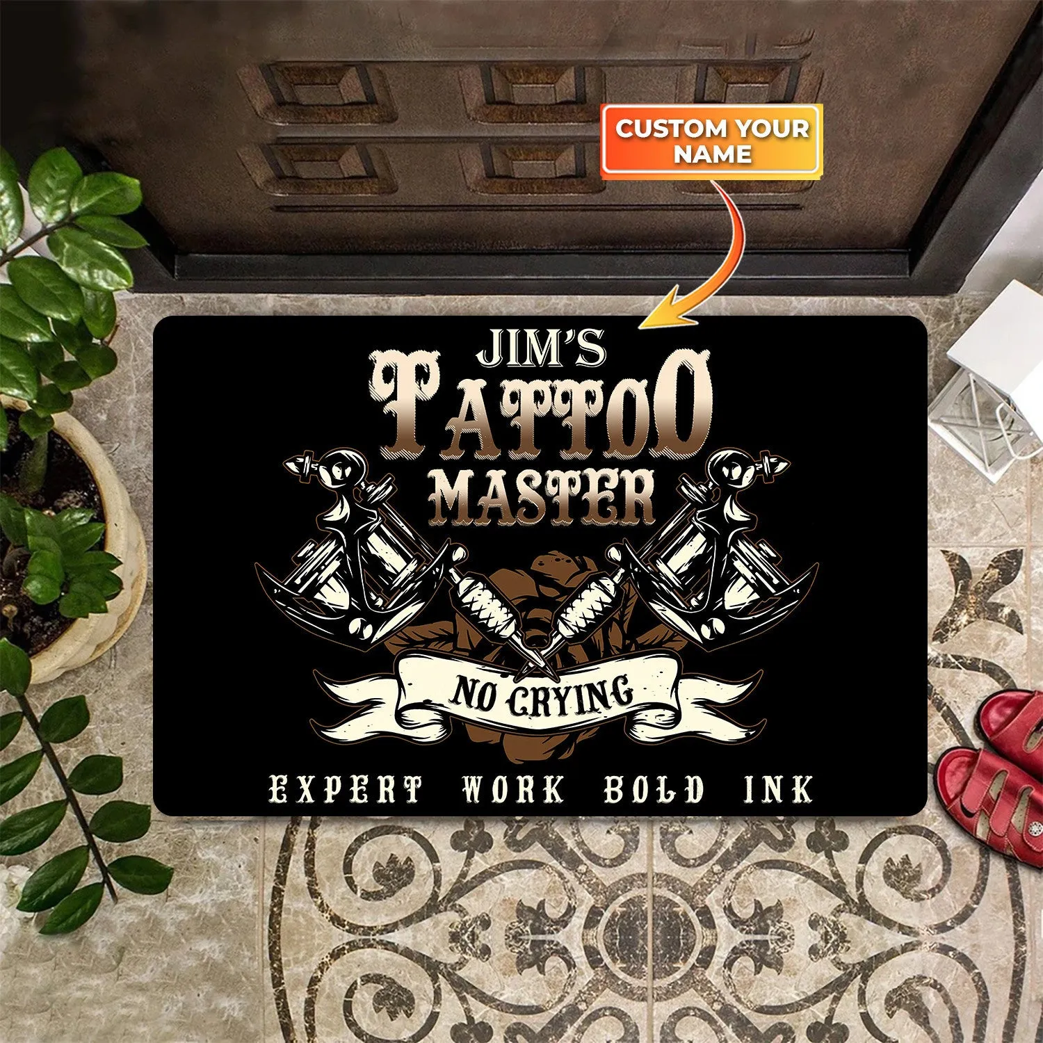 Personalized Tattoo Studio Door Mat, Custom Doormat, Tattoo Doormat