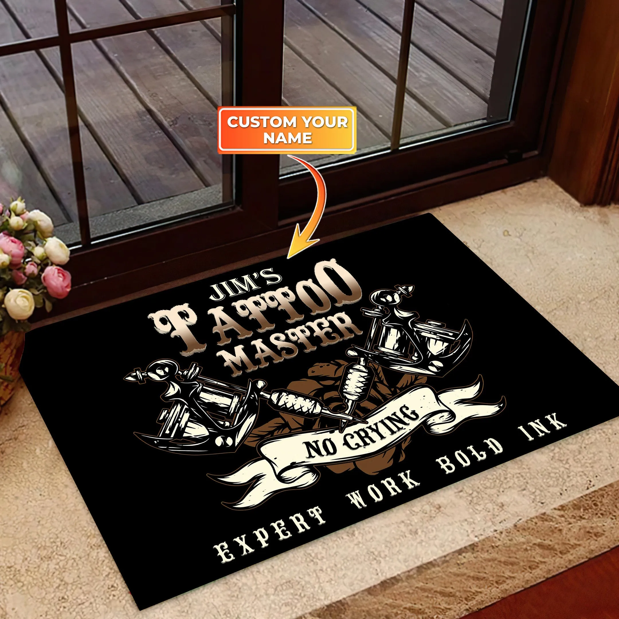 Personalized Tattoo Studio Door Mat, Custom Doormat, Tattoo Doormat