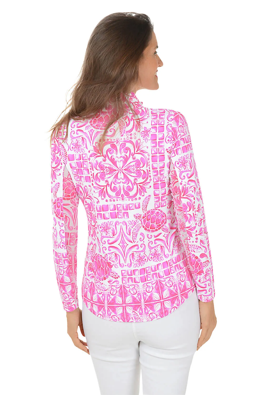 Pink Turtle Tile UPF50  Sun Shirt