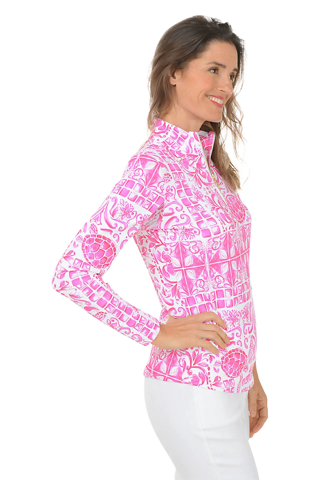 Pink Turtle Tile UPF50  Sun Shirt