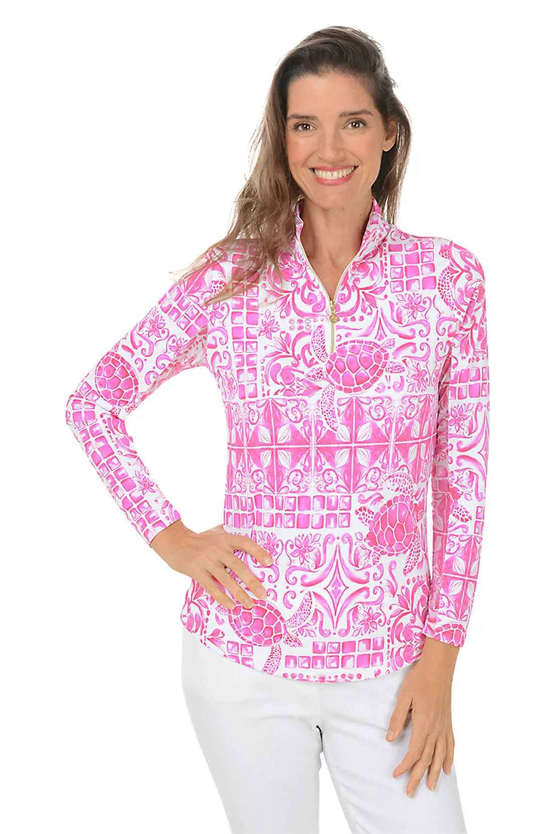 Pink Turtle Tile UPF50  Sun Shirt