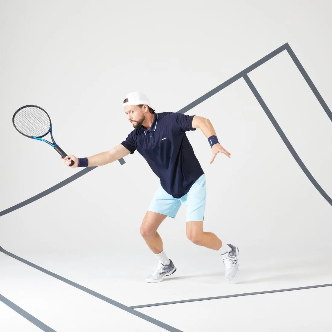 Polo tennis manches courtes Homme - Artengo DRY Marine