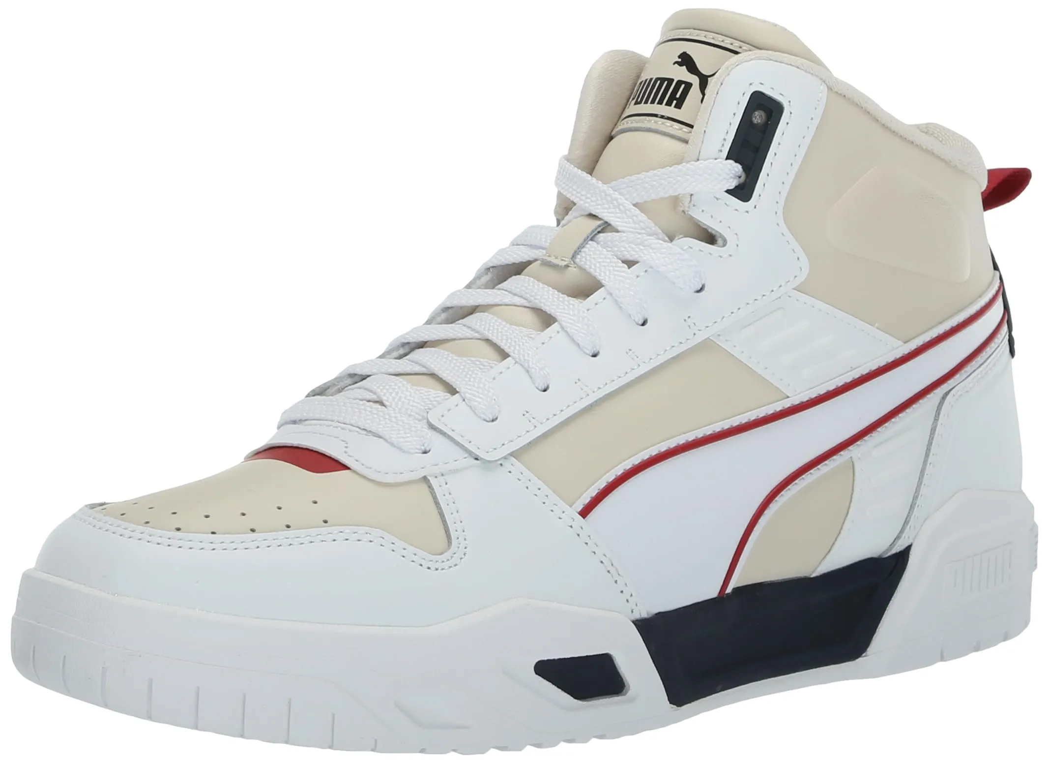 PUMA Men's RBD Tech Mid Shoes, Black-Clementine-White, 7