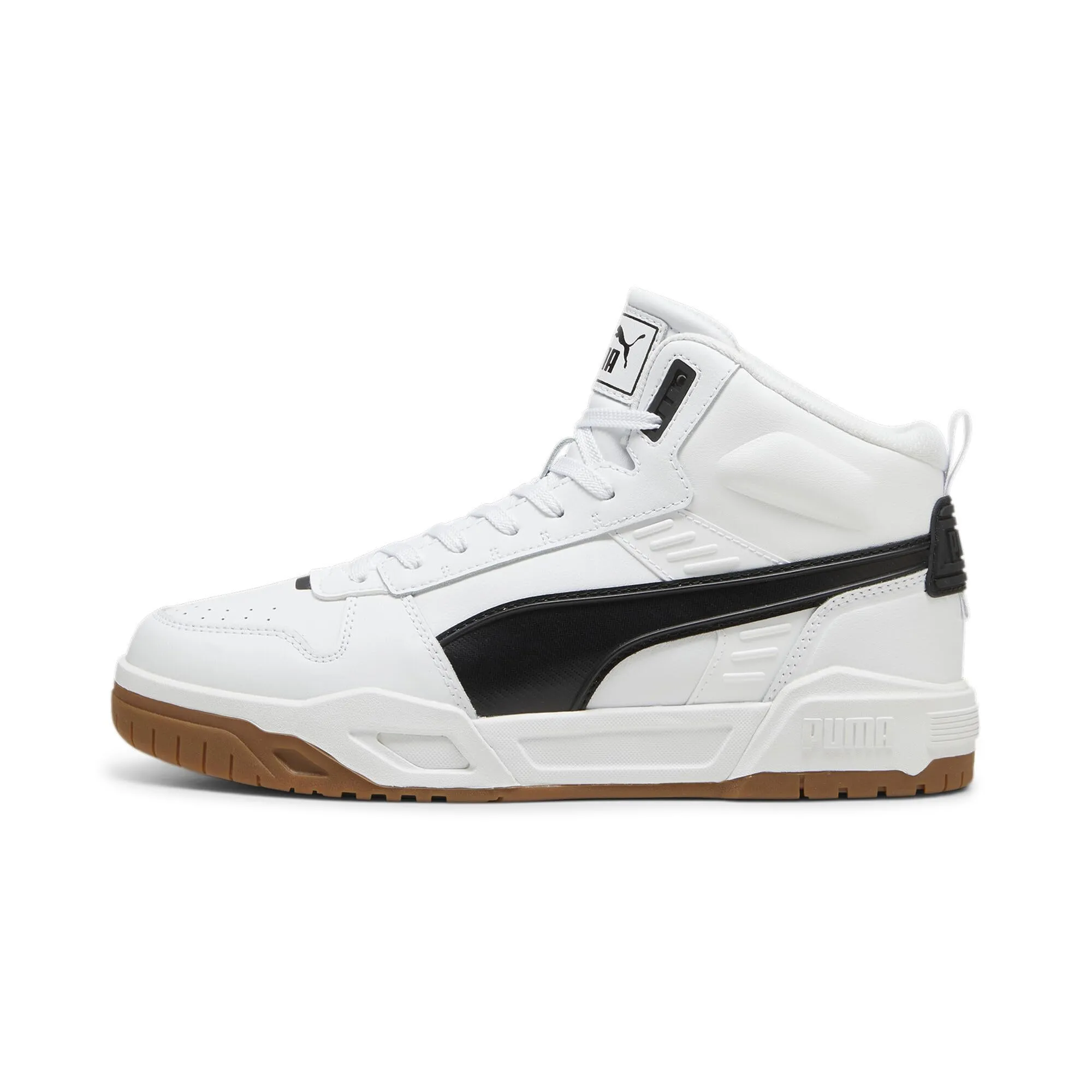 PUMA Men's RBD Tech Mid Shoes, Black-Clementine-White, 7