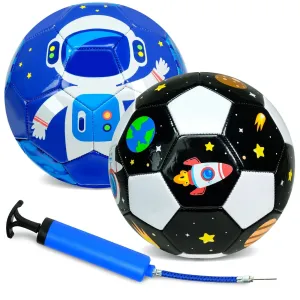 Soccer Ball Size 3, Soft Thick Durable TPU Cover, Kids' Soccer Ball, Soccer Sports Ball with Pump, Black/White, Size 3, Pack of 2