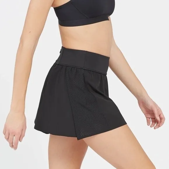 SPANX Get Moving 14-Inch Skort Black Athletic Tennis Skirt Size XS