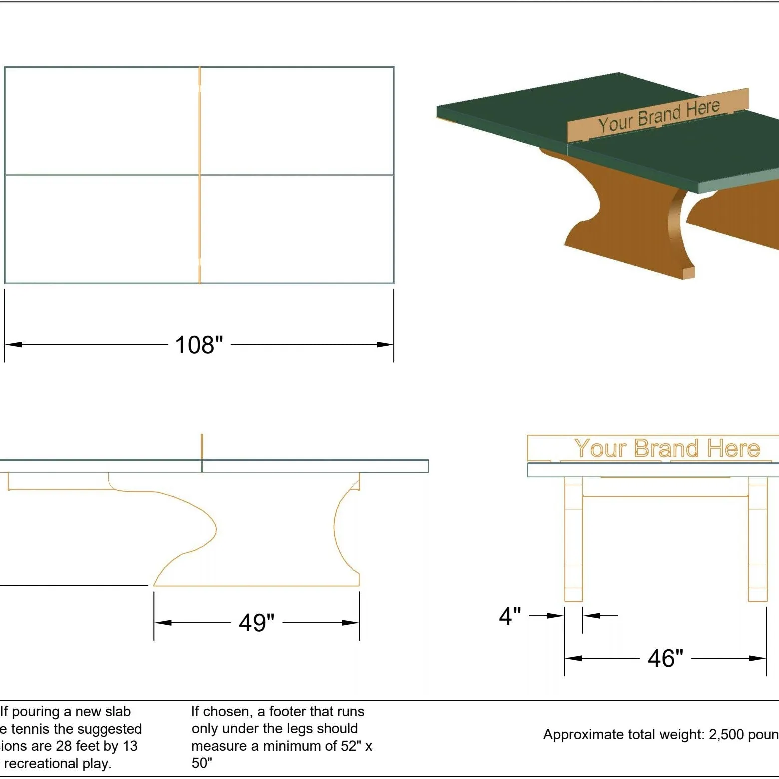 Stone Age Concrete Ping Pong Table (Cantilever Style)
