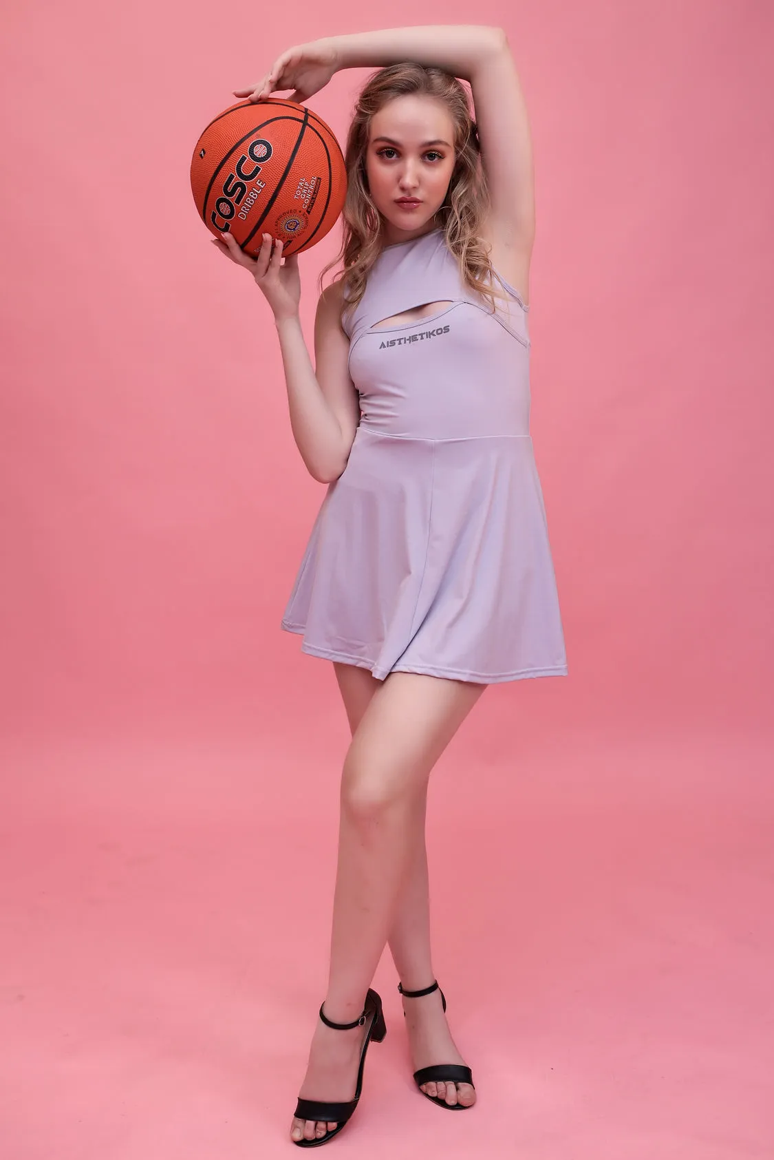 Swirl Tennis Skirt Dress for adventure and coffee run ( Dark Purple )