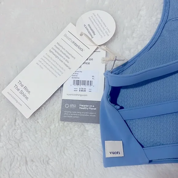 Vuori Yosemite Women's Sports Bra, Isle Blue NWT XL