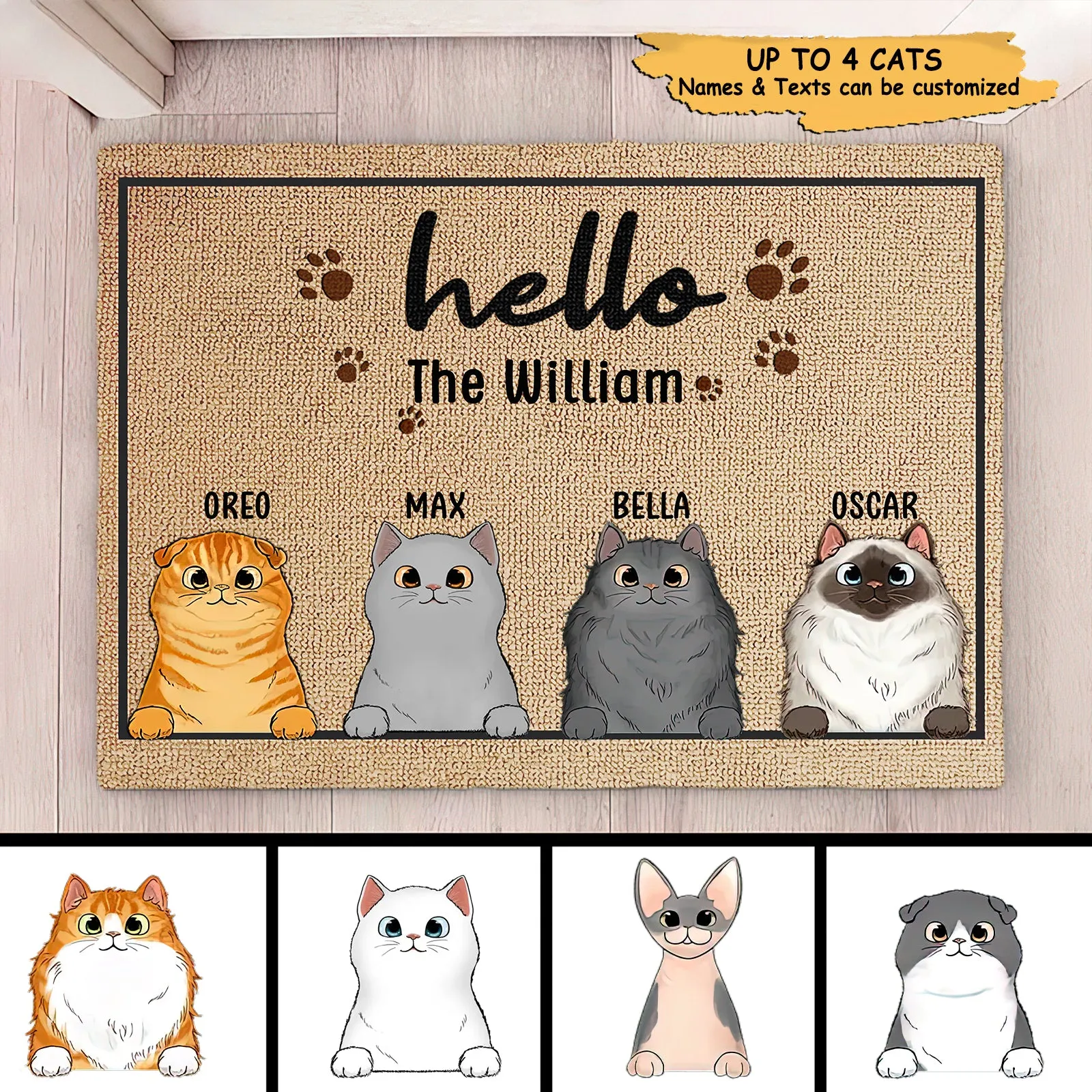 Welcome To Our Home - Cat Personalized Custom Doormat - Gift For Pet Owners, Pet Lovers