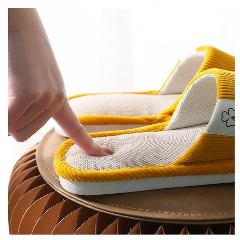 Women Indoor Slippers Corduroy Floor Flat Shoes Comfort Anti-slip Home