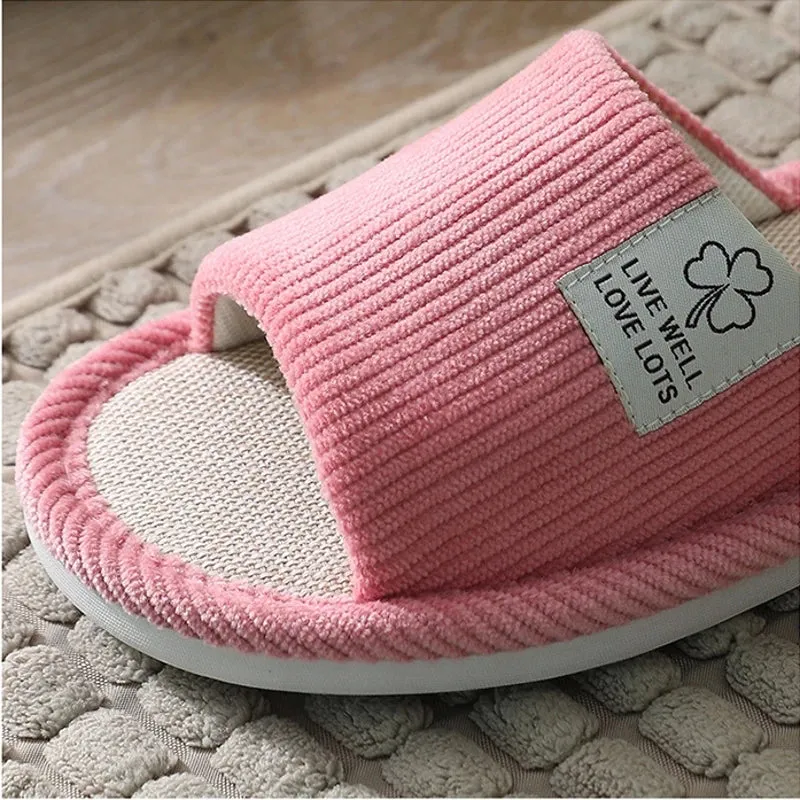 Women Indoor Slippers Corduroy Floor Flat Shoes Comfort Anti-slip Home