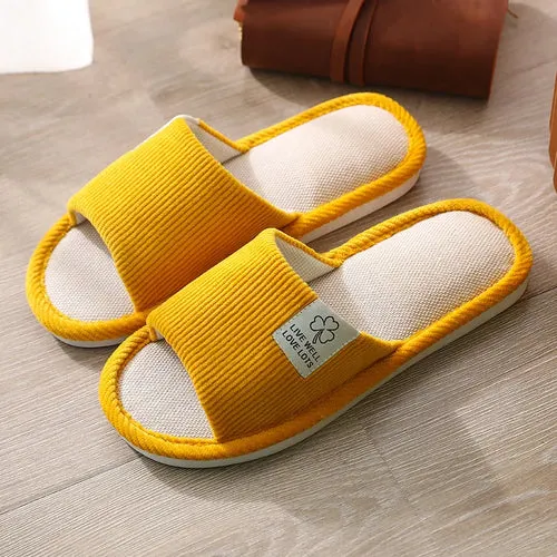 Women Indoor Slippers Corduroy Floor Flat Shoes Comfort Anti-slip Home
