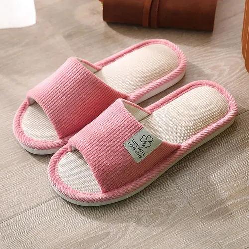 Women Indoor Slippers Corduroy Floor Flat Shoes Comfort Anti-slip Home